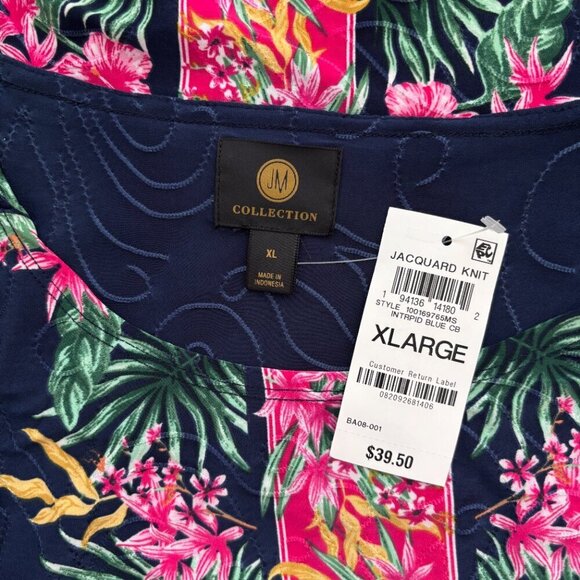 JM Collection Women's Tropical Runway Jacquard Tunic Top NWT - Picture 5 of 5